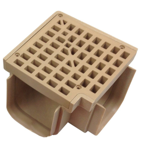 90° Corner Drain & Grate - Tan