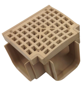 Tee Trench Drain & Grate - Tan